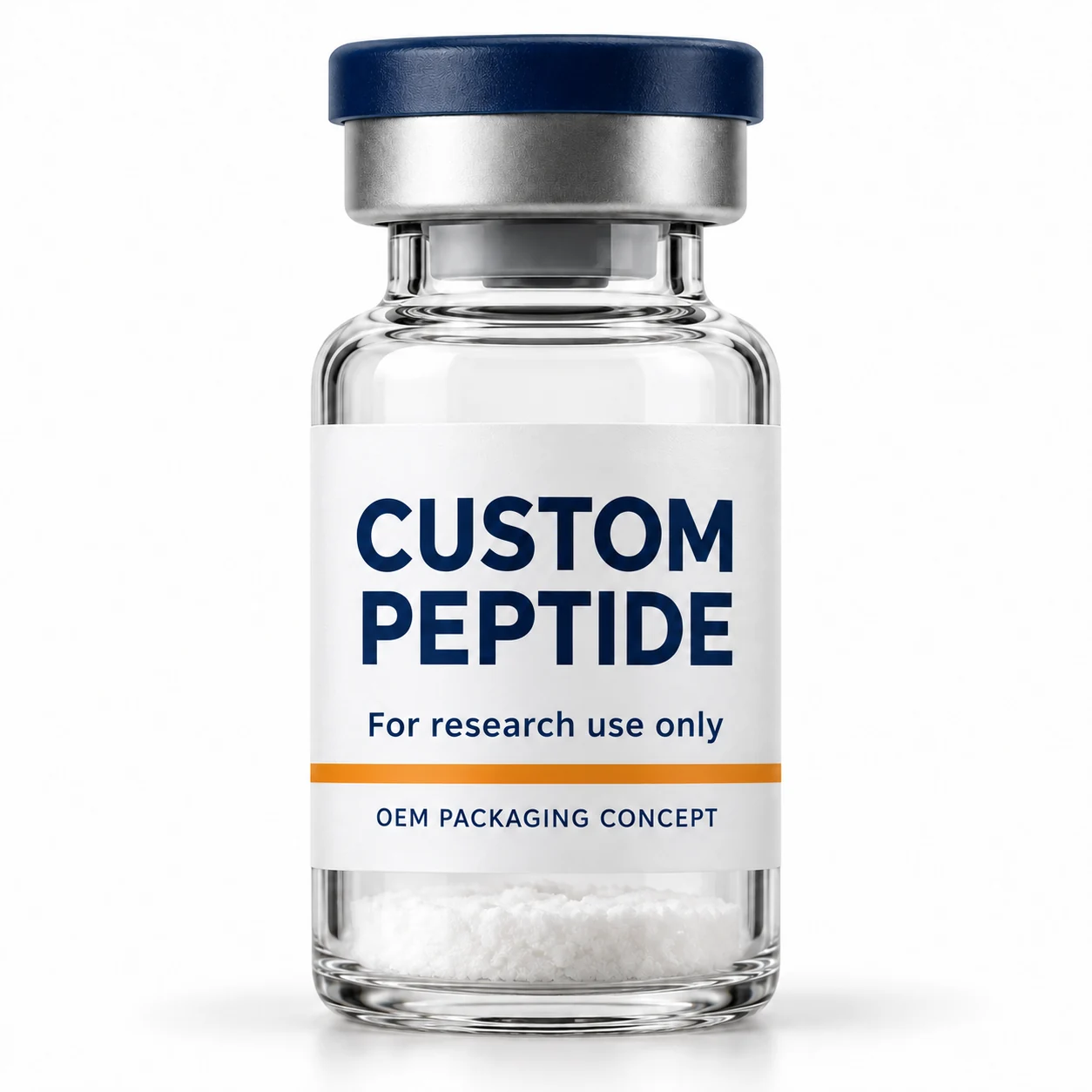 Custom research peptides packaging concept labelled For research use only